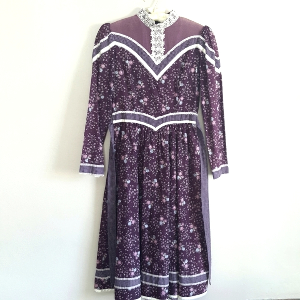 Vintage 1970's Purple Gunne Sax Prairie Dress by Jessica McClintock - Picture 1 of 14